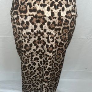 This is a cheetah print skirt in the size large.